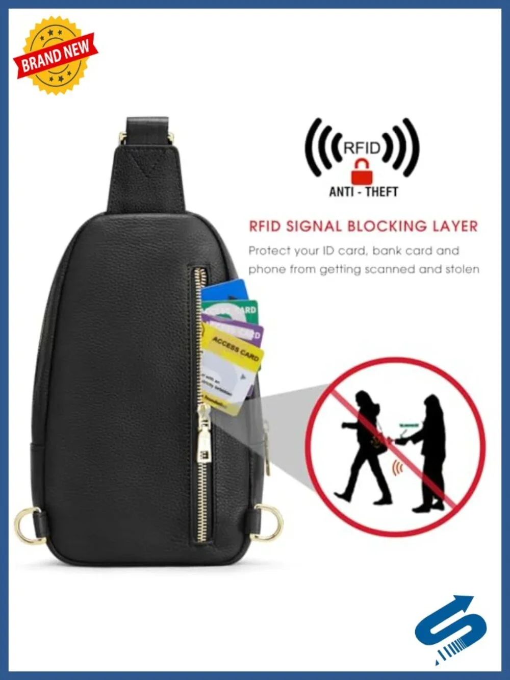 Genuine Leather RFID Blocking Sling Crossbody Bag for Women Travel